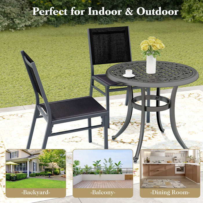 Outdoor Dining Chairs with Breathable Seat and Backrest for Backyard Porch Poolside-1 Piece