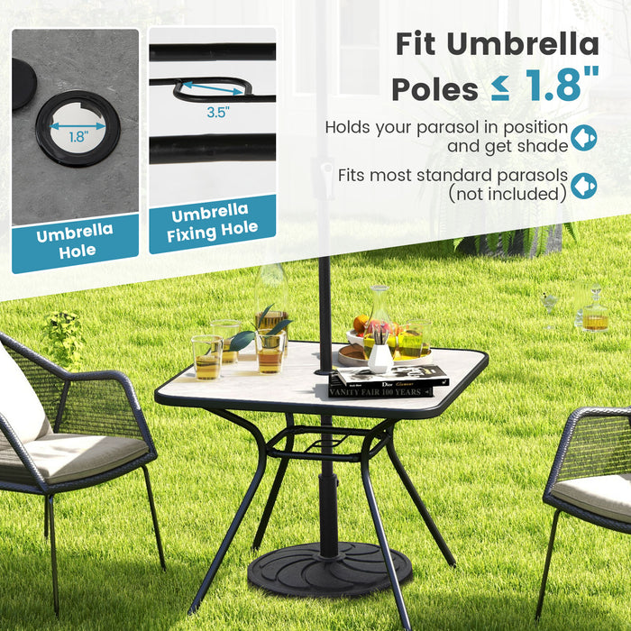 32 x 32 Inch Heavy-Duty Outdoor Dining Table with Umbrella Hole for 4 Persons-Gray