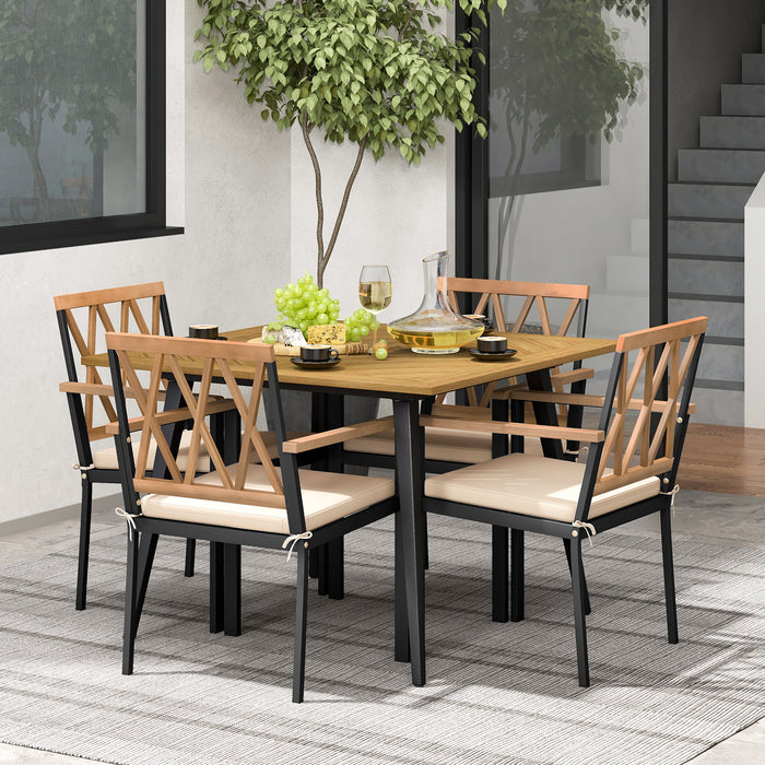 Outdoor Dining Table and Chairs with Cushions and 1.9 inches Umbrella Hole