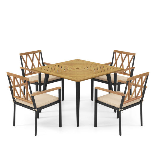 Outdoor Dining Table and Chairs with Cushions and 1.9 inches Umbrella Hole