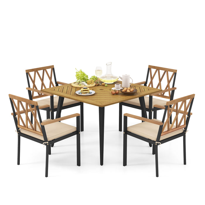 Outdoor Dining Table and Chairs with Cushions and 1.9 inches Umbrella Hole