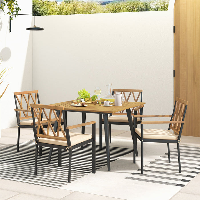 Outdoor Dining Table and Chairs with Cushions and 1.9 inches Umbrella Hole