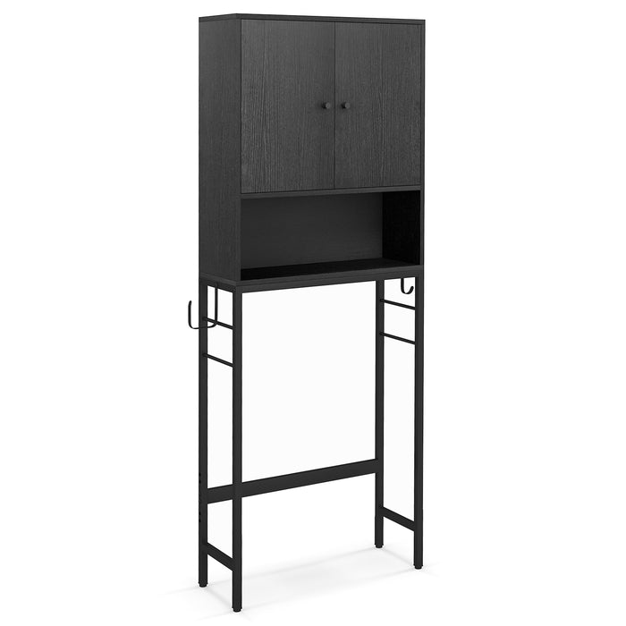 Over The Toilet Storage Cabinet with 2 Doors and Adjustable Shelf-Black