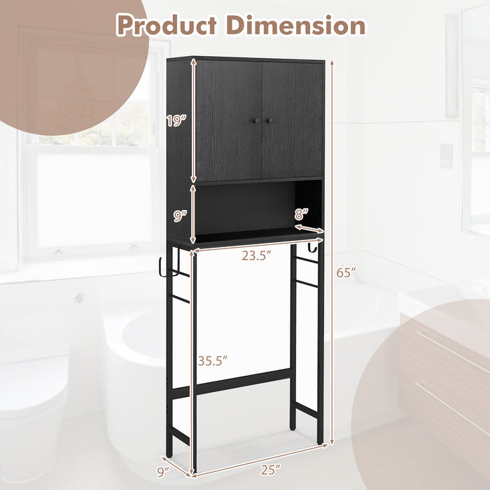 Over The Toilet Storage Cabinet with 2 Doors and Adjustable Shelf-Black