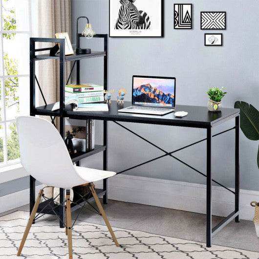 47.5 Inch Writing Study Computer Desk with 4-Tier Shelves-Black