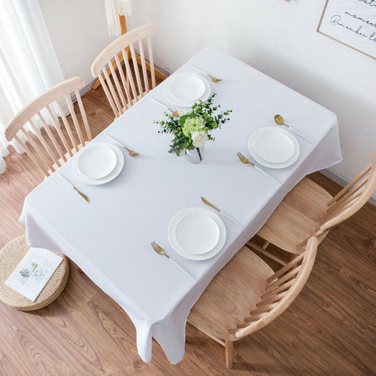 10 Pieces 60 x 102 Inch Rectangle Polyester Tablecloth-White