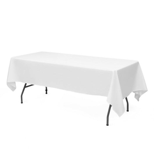 10 Pieces 60 x 102 Inch Rectangle Polyester Tablecloth-White