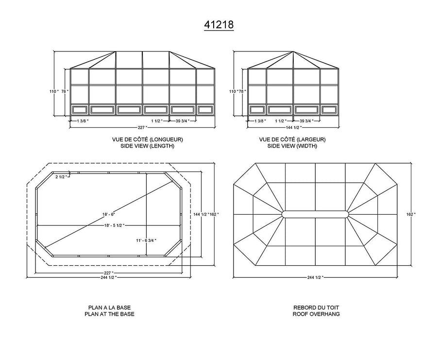 Gazebo Penguin Florence Solarium with Polycarbonate Roof 12' x 18'