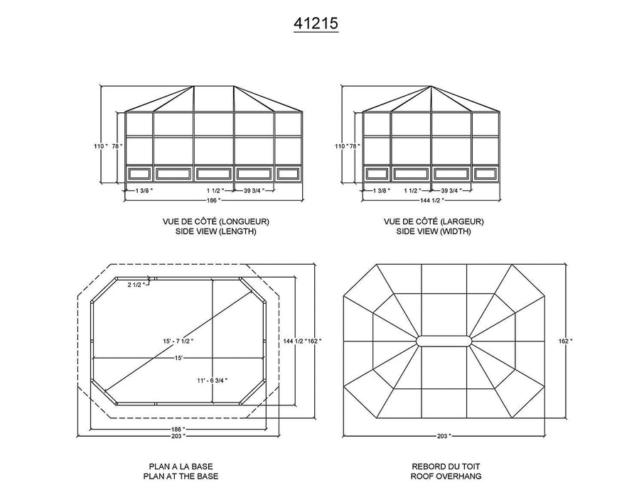 Gazebo Penguin Florence Solarium with Polycarbonate Roof - 12' x 15'