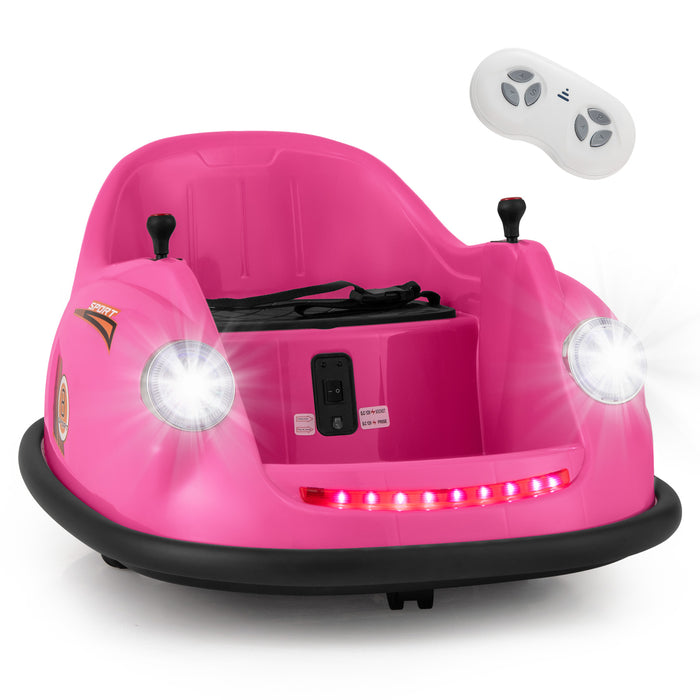 12V Electric Kids Ride on Bumper Car Battery Powered Bumping Car with Remote Control-Pink