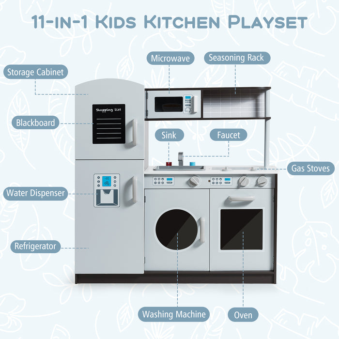 Kids Pretend Play Kitchen Cooking Set with Simulated Sound