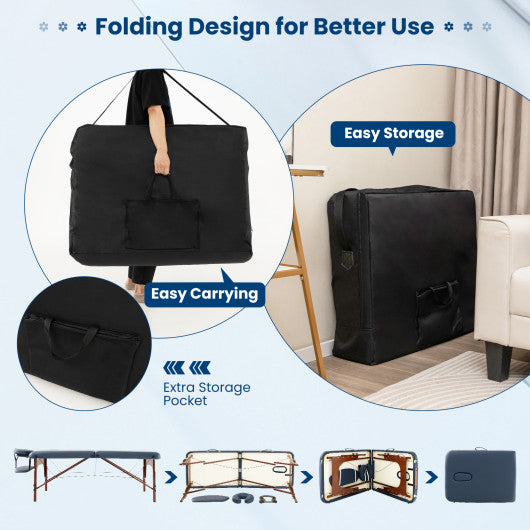 Portable Folding Massage Table with Carrying Case-Navy