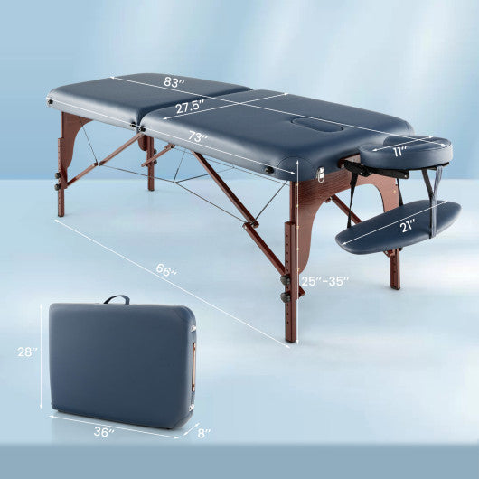 Portable Folding Massage Table with Carrying Case-Navy