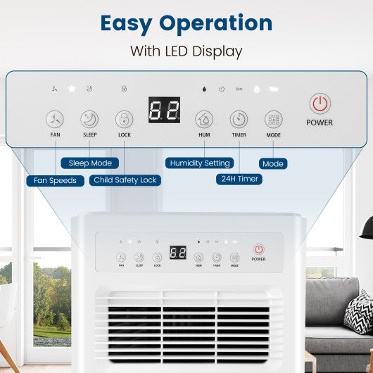 32 Pints/Day Portable Quiet Dehumidifier for Rooms up to 2500 Sq. Ft-Yellow