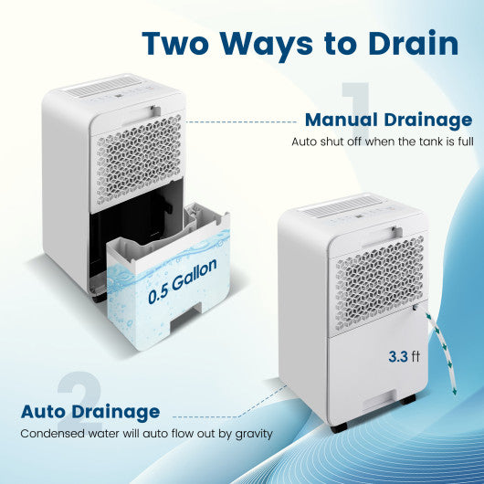 32 Pints/Day Portable Quiet Dehumidifier for Rooms up to 2500 Sq. Ft-Yellow