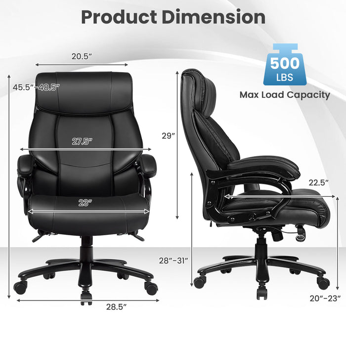 Big & Tall 400lb PU Leather Massage Office Chair-Black