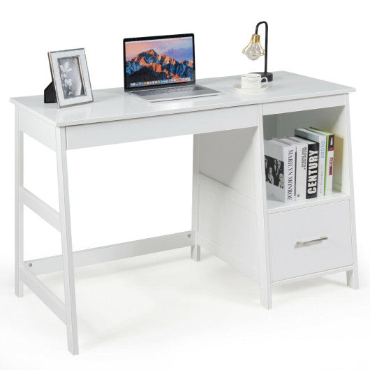 47.5 Inch Modern Home Computer Desk with 2 Storage Drawers-White