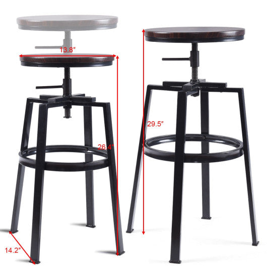 Set of 2 Adjustable Vintage Bar Stool