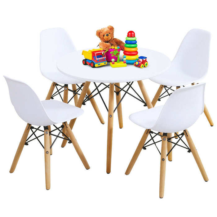 5 Pieces Kids Mid-Century Modern Table Chairs Set