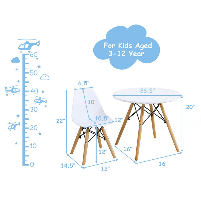 Kid's Modern Dining Table Set with 2 Armless Chairs