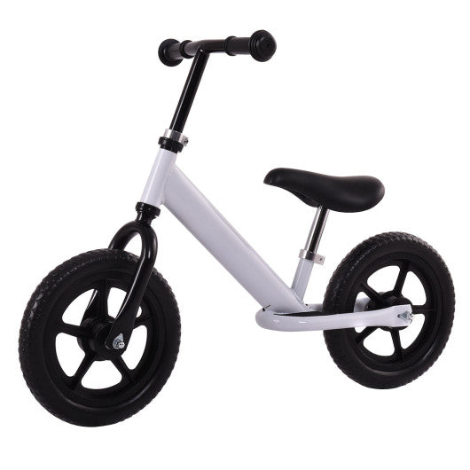 12 Inch Kids No-Pedal Bike with Adjustable Seat-White