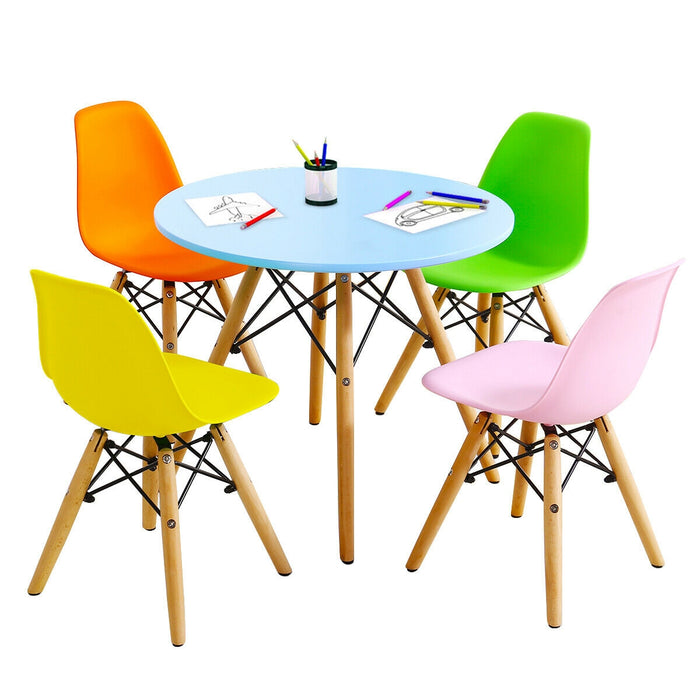 5 Pieces Kid's Colorful Set with 4 Armless Chairs