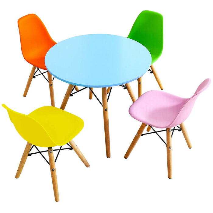 5 Pieces Kid's Colorful Set with 4 Armless Chairs