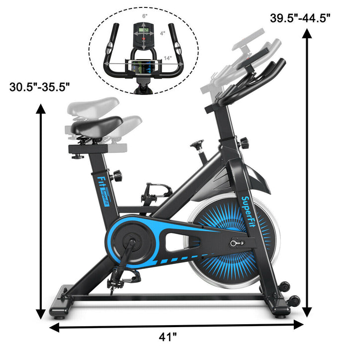 Indoor Silent Belt Drive Adjustable Resistance Cycling Stationary Bike-Blue