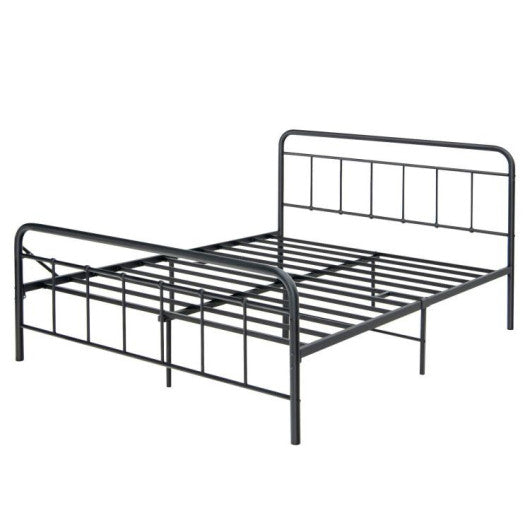 Heavy Duty Metal Platform Bed Frame with Headboard-Queen Size