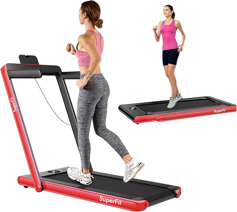 2.25HP 2 in 1 Folding Treadmill with APP Speaker Remote Control-Red