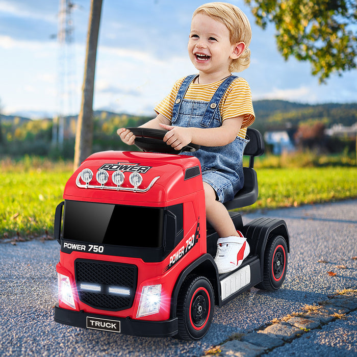 6V Kids Electric Ride-on Truck with Height Adjustable Seat-Red