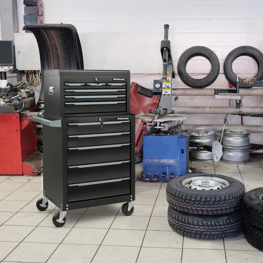 Rolling Steel Tool Chest with Hanging Holes and Central Keyed Locking System for Garage & Repair Shop