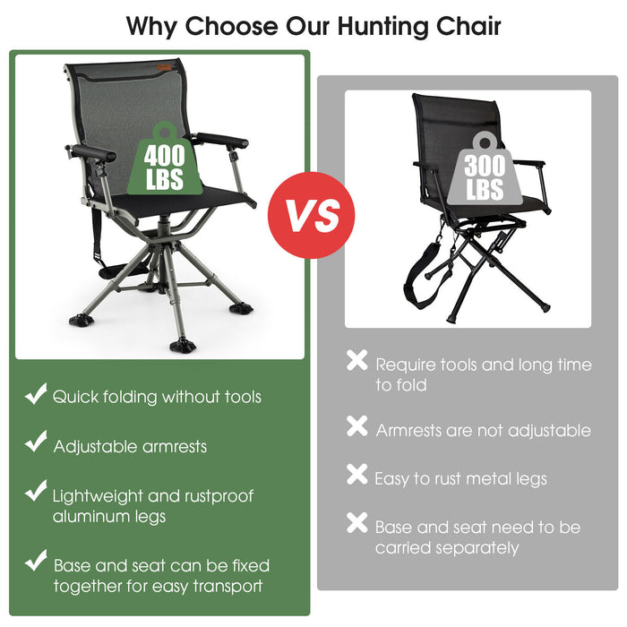 360 Degree Silent Swivel Hunting Chair-Black