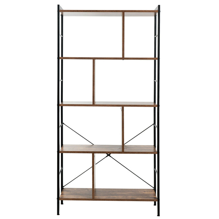 4-Tier Industrial Freestanding Bookshelf with Metal Frame