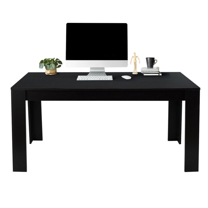 63 Inch Rectangular Modern Dining Kitchen Table for 6 People-Black