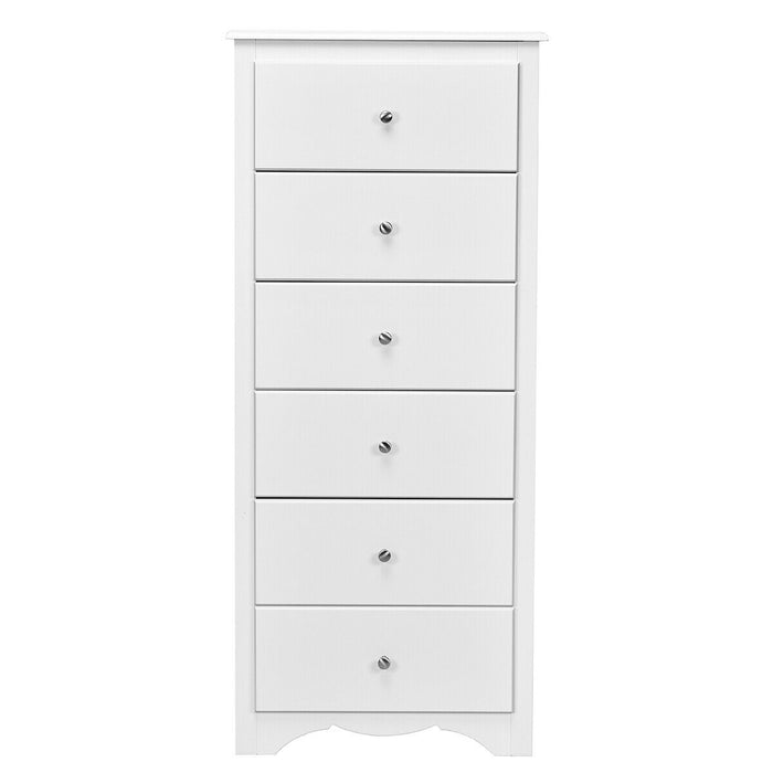 6 Drawers Chest Dresser Clothes Storage Bedroom Furniture Cabinet-White