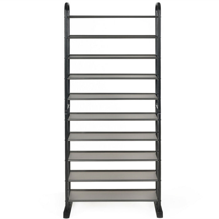 10-Tier Free-Standing Metal Frame Shoe Rack