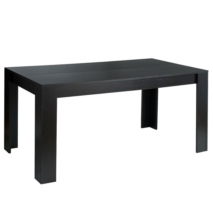 63 Inch Rectangular Modern Dining Kitchen Table for 6 People-Black