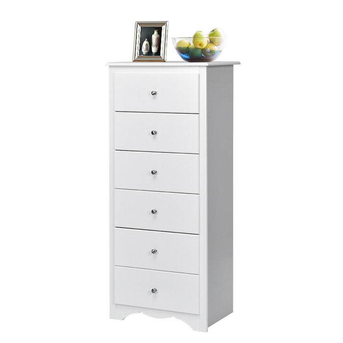 6 Drawers Chest Dresser Clothes Storage Bedroom Furniture Cabinet-White