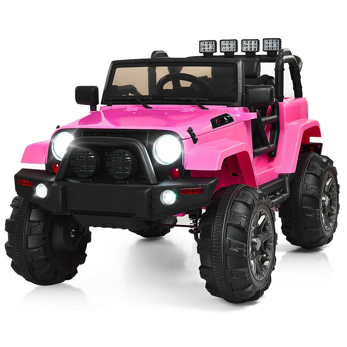 12V Kids Remote Control Riding Truck Car with LED Lights-Pink