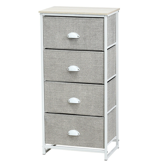 Chest Storage Tower Side Table Display Storage with 4 Drawers-Gray