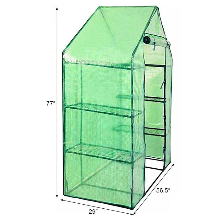 Portable 4 Tier Walk-in Plant Greenhouse with 8 Shelves