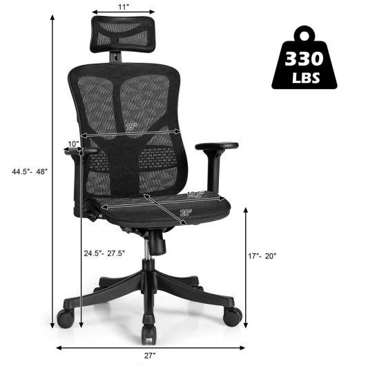 Ergonomic High Back Mesh Adjustable Swivel Office Chair-Black