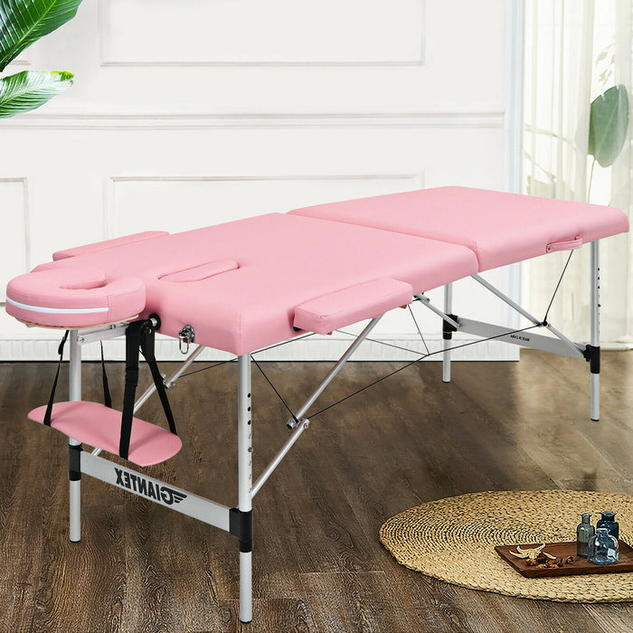 84 Inch L Portable Adjustable Massage Bed with Carry Case for Facial Salon Spa -Pink