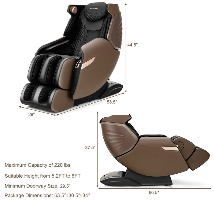 Therapy 21 - 3D SL-Track Electric Full Body Zero Gravity Shiatsu Massage Chair with Heat Roller-Brown