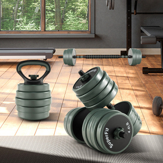 4 in 1 Adjustable Free Weight Dumbbell Set-Black & Gray