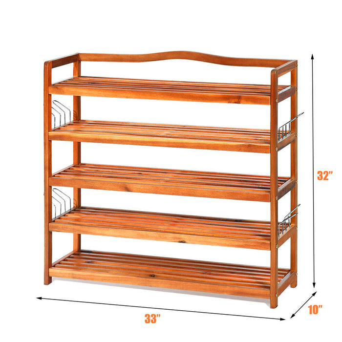 5-Tier Wood Large Shoe Rack Holds up 12-18 Pairs