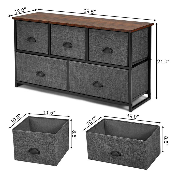 Wood Dresser Storage Unit Side Table Display Organizer-Gray