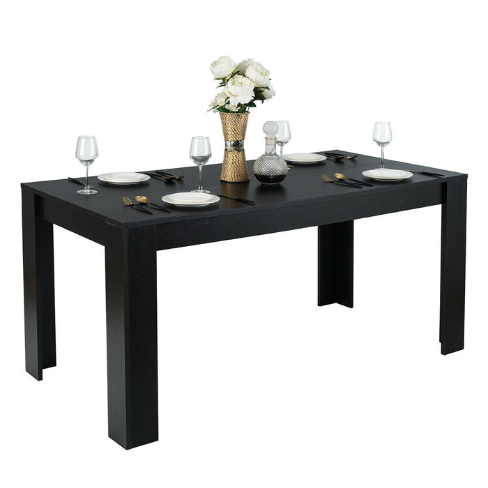 63 Inch Rectangular Modern Dining Kitchen Table for 6 People-Black