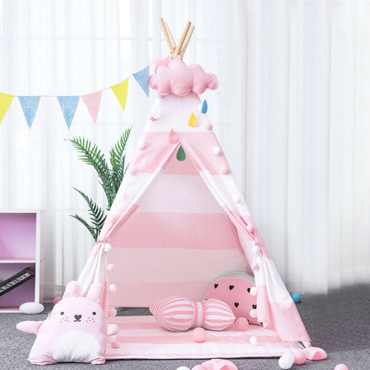 5' White & Pink Portable Indian Children Sleeping Dome Play Tent